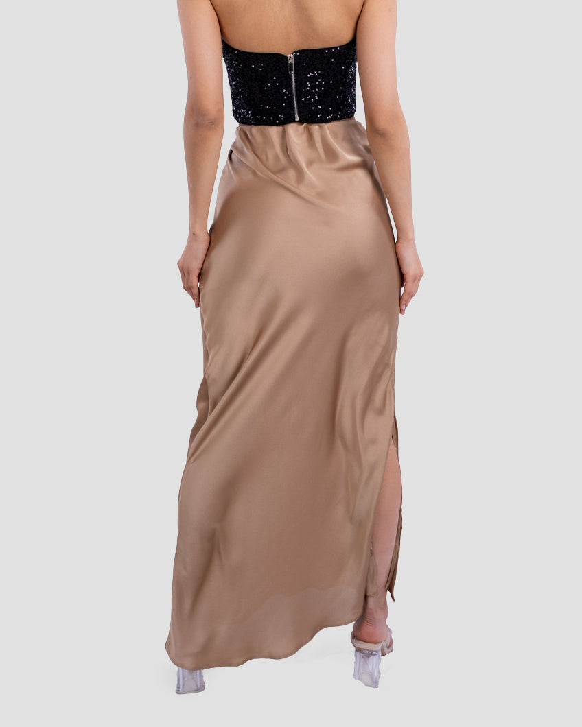 SATIN MIDI SKIRT