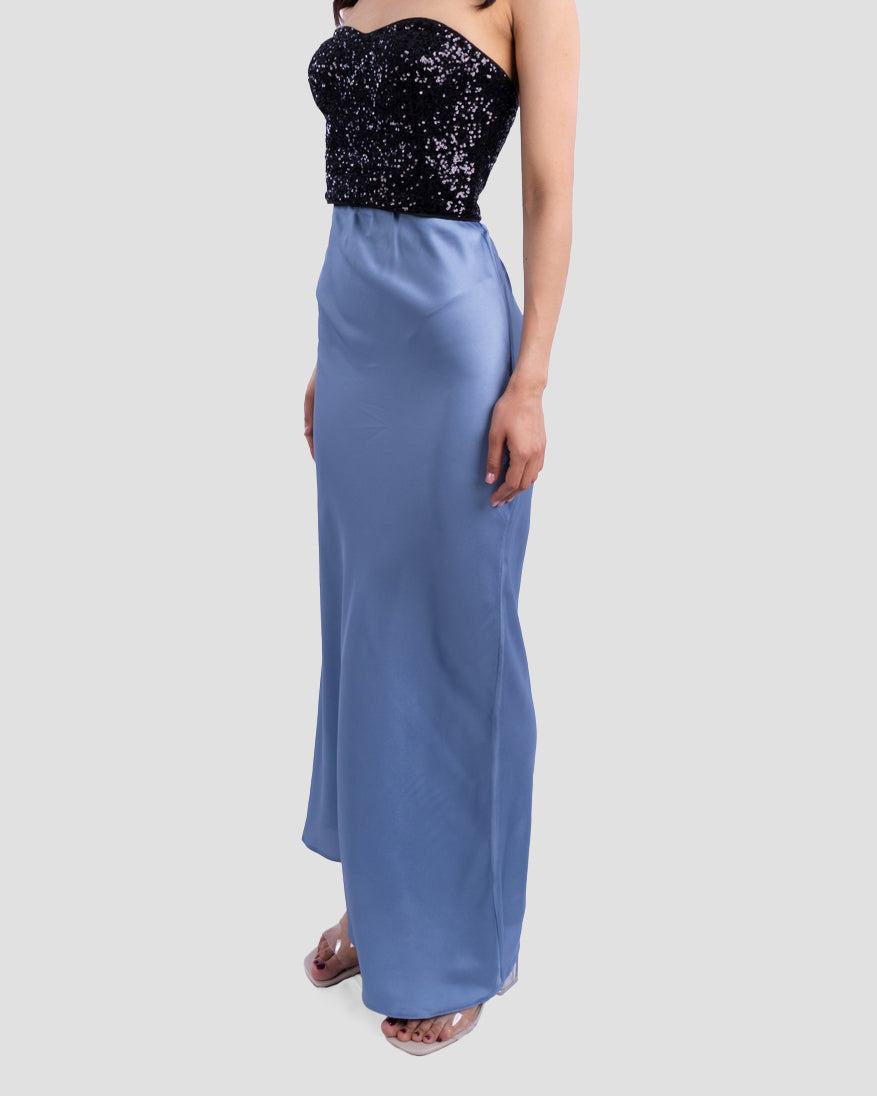 SATIN MIDI SKIRT