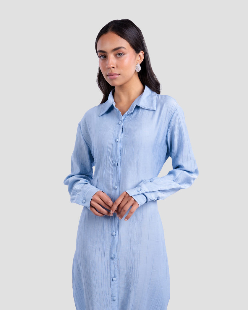 COLLARED LONG SHIRT DRESS