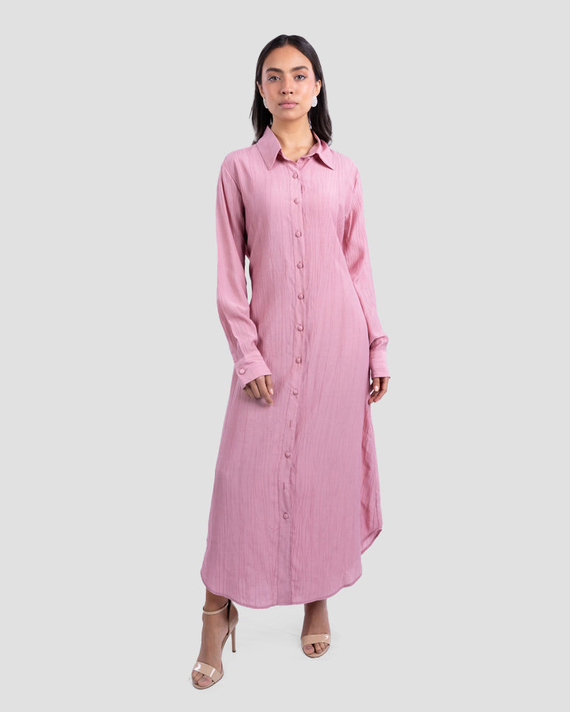 COLLARED LONG SHIRT DRESS