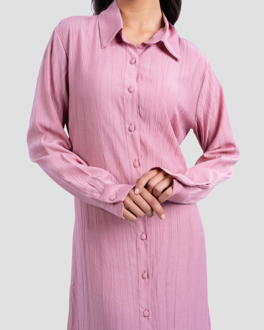 COLLARED LONG SHIRT DRESS