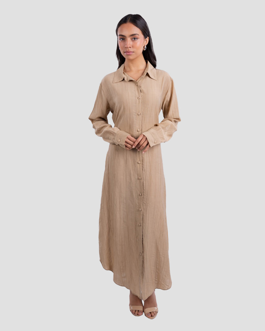 COLLARED LONG SHIRT DRESS