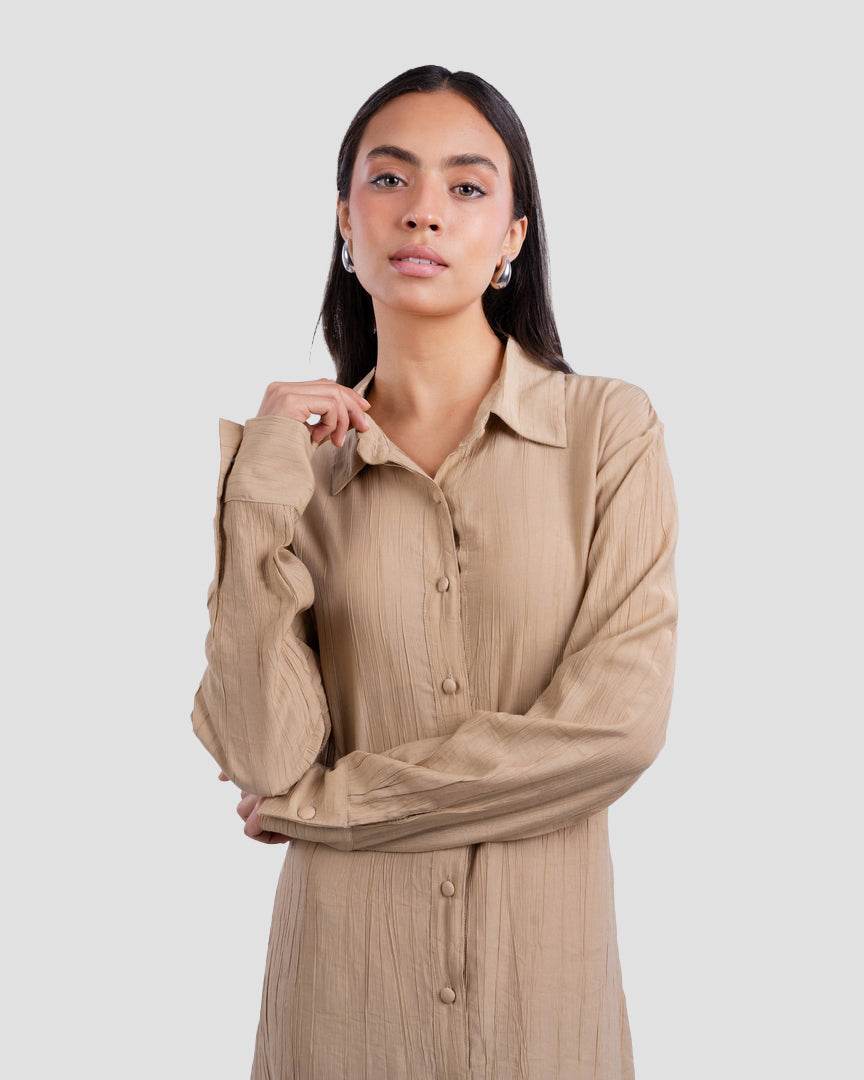 COLLARED LONG SHIRT DRESS