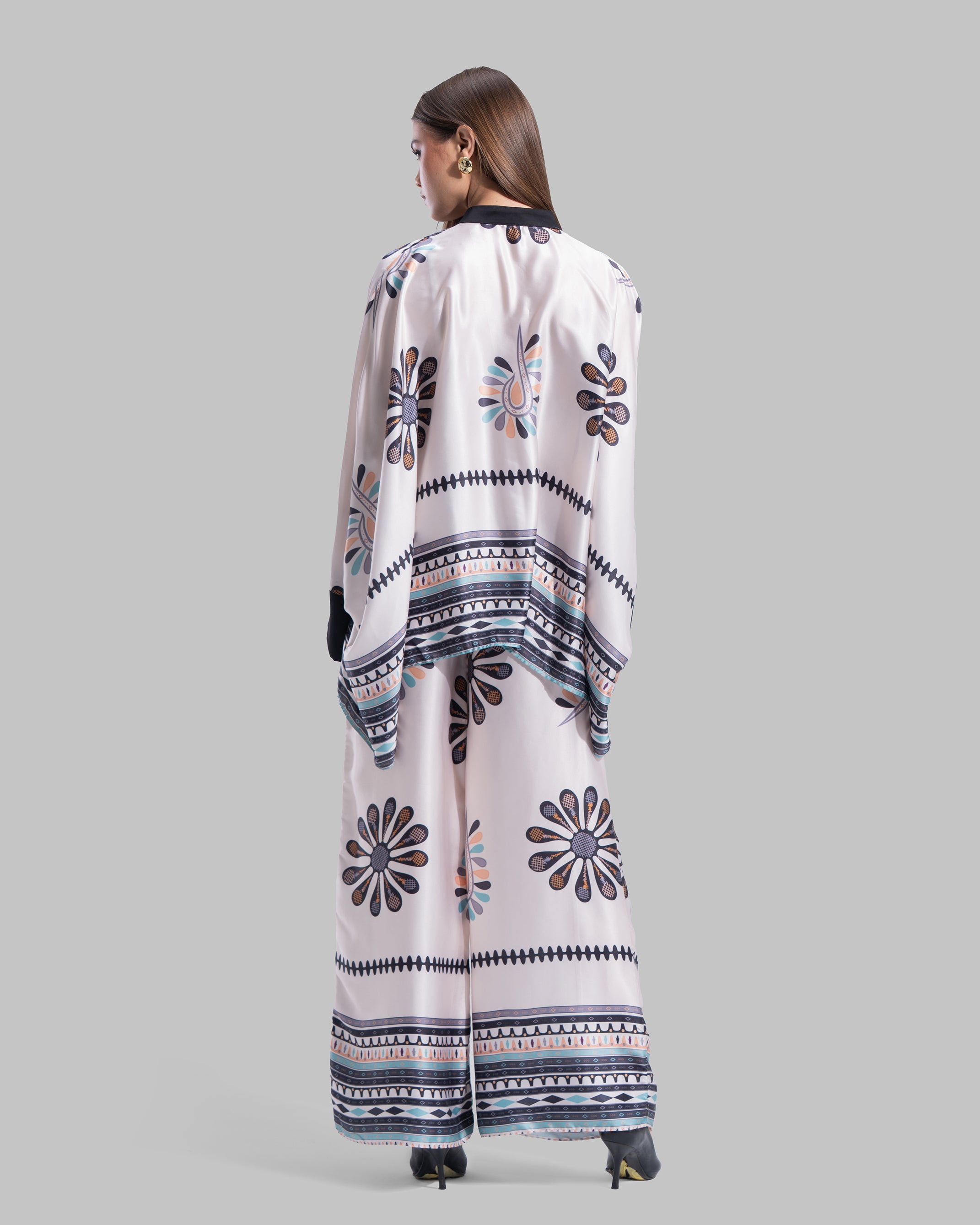 Oversized satin blouse with long sleeves