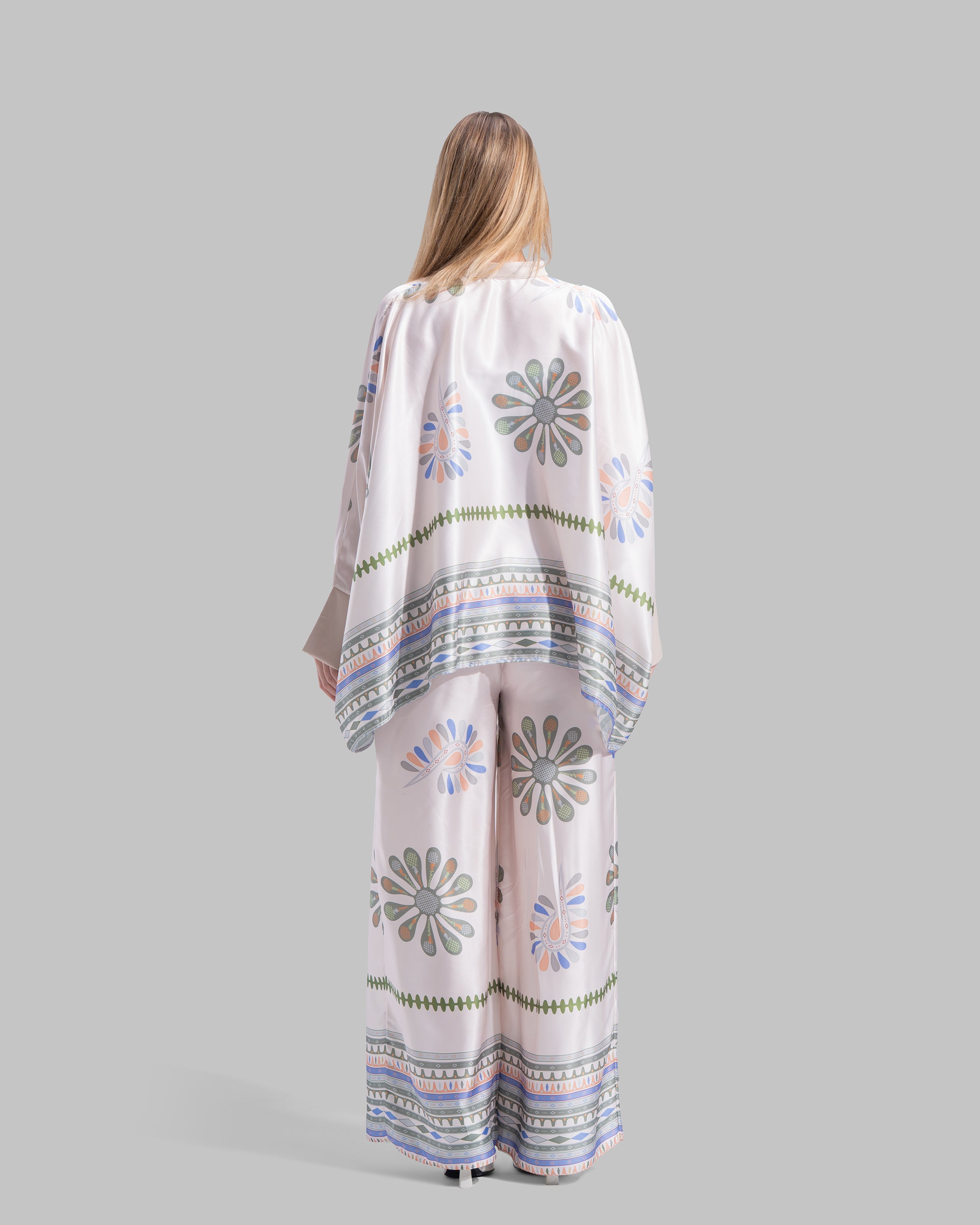 Oversized satin blouse with long sleeves