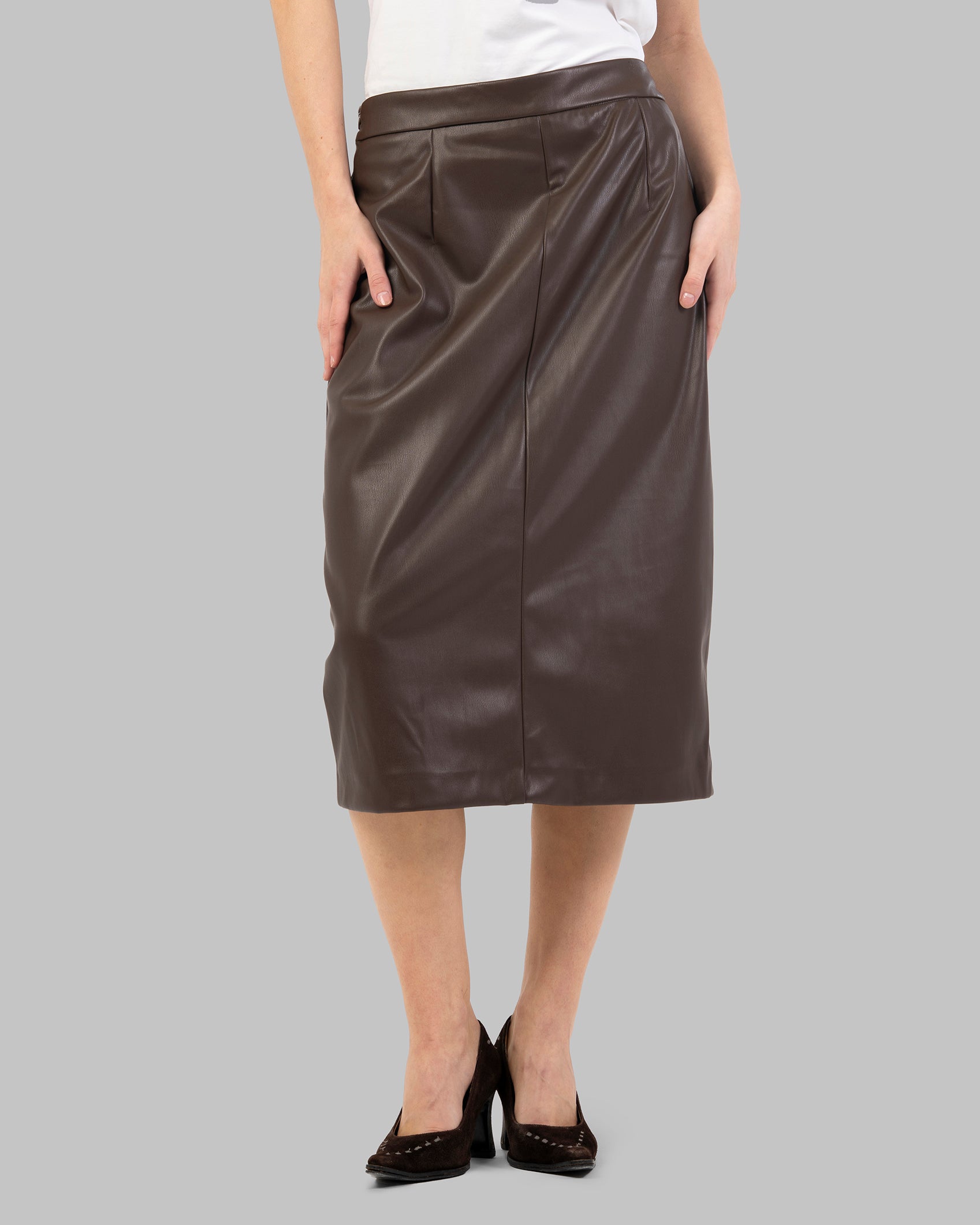 Midi Skirt leather High-Waist