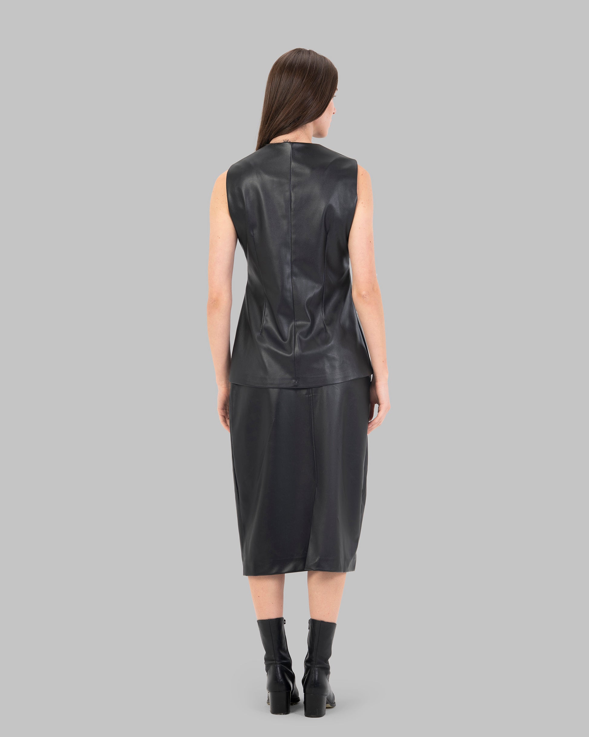 Midi Skirt leather High-Waist