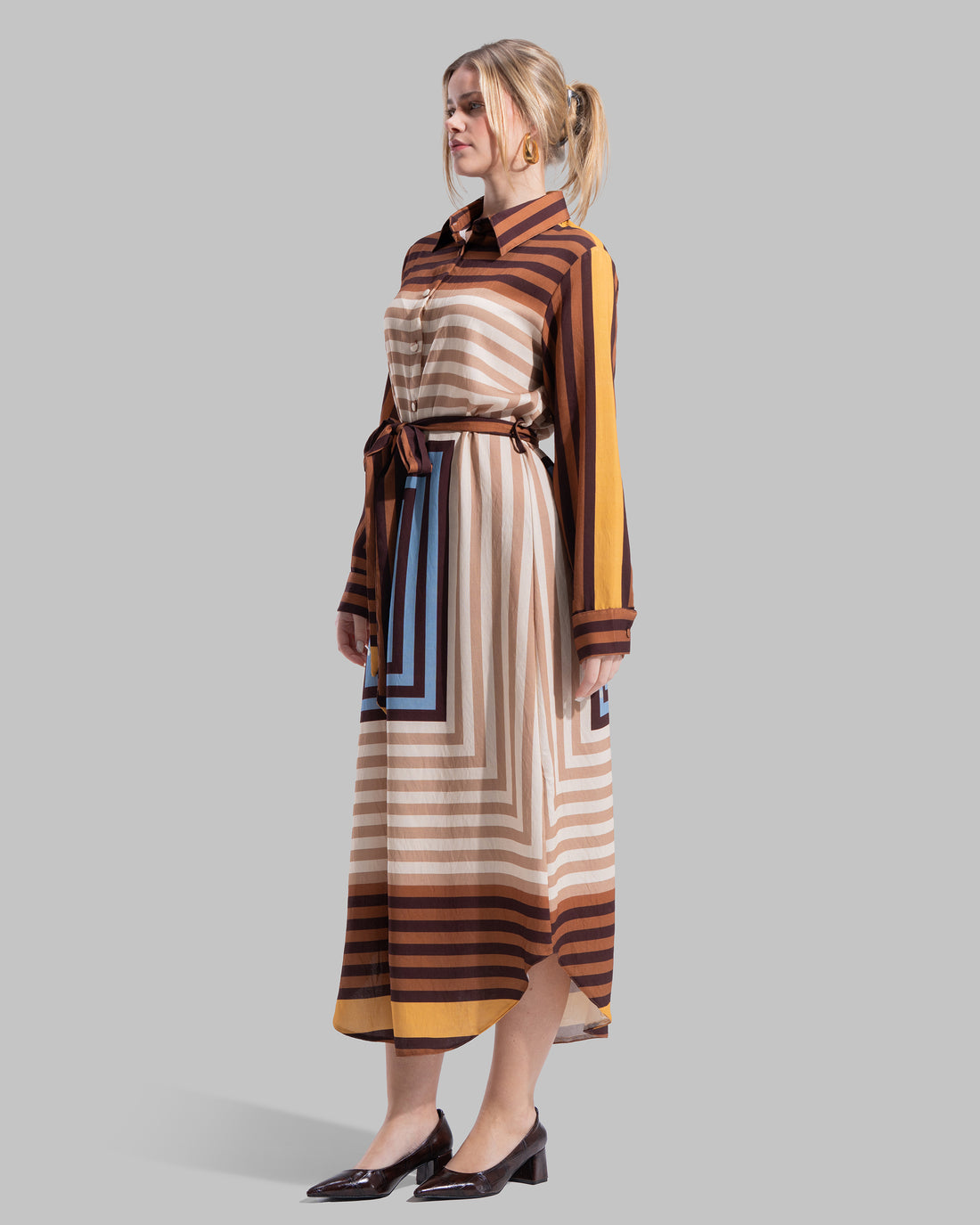 midi shirt dress with amatching belt.