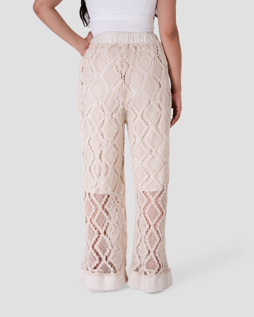 OPEN-KNIT WIDE-LEG PANTS