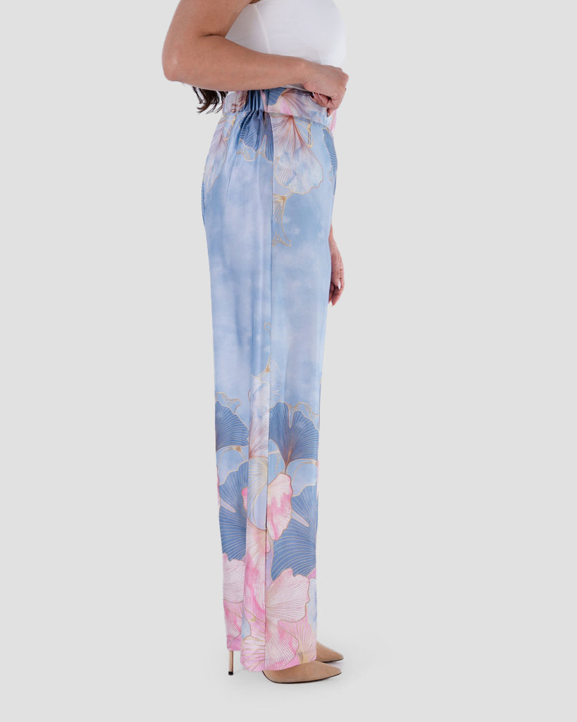 PRINTED FLOWY PALAZZO TROUSERS