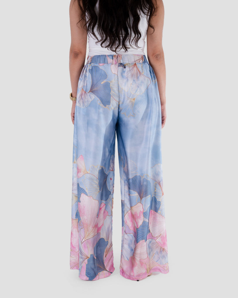 PRINTED FLOWY PALAZZO TROUSERS