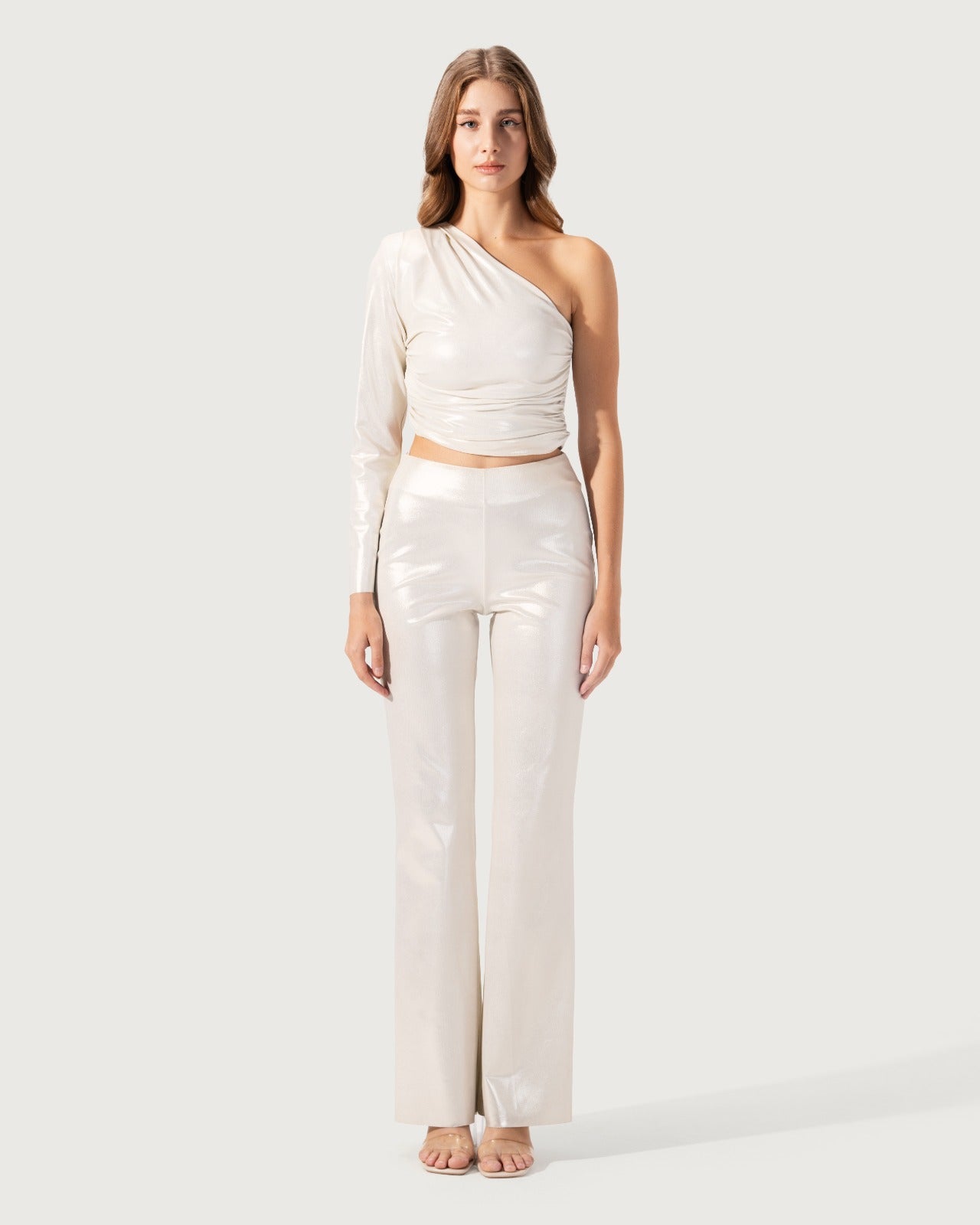 FLARED TROUSERS HIGH-WAIST WITH ELESTICATED INNER