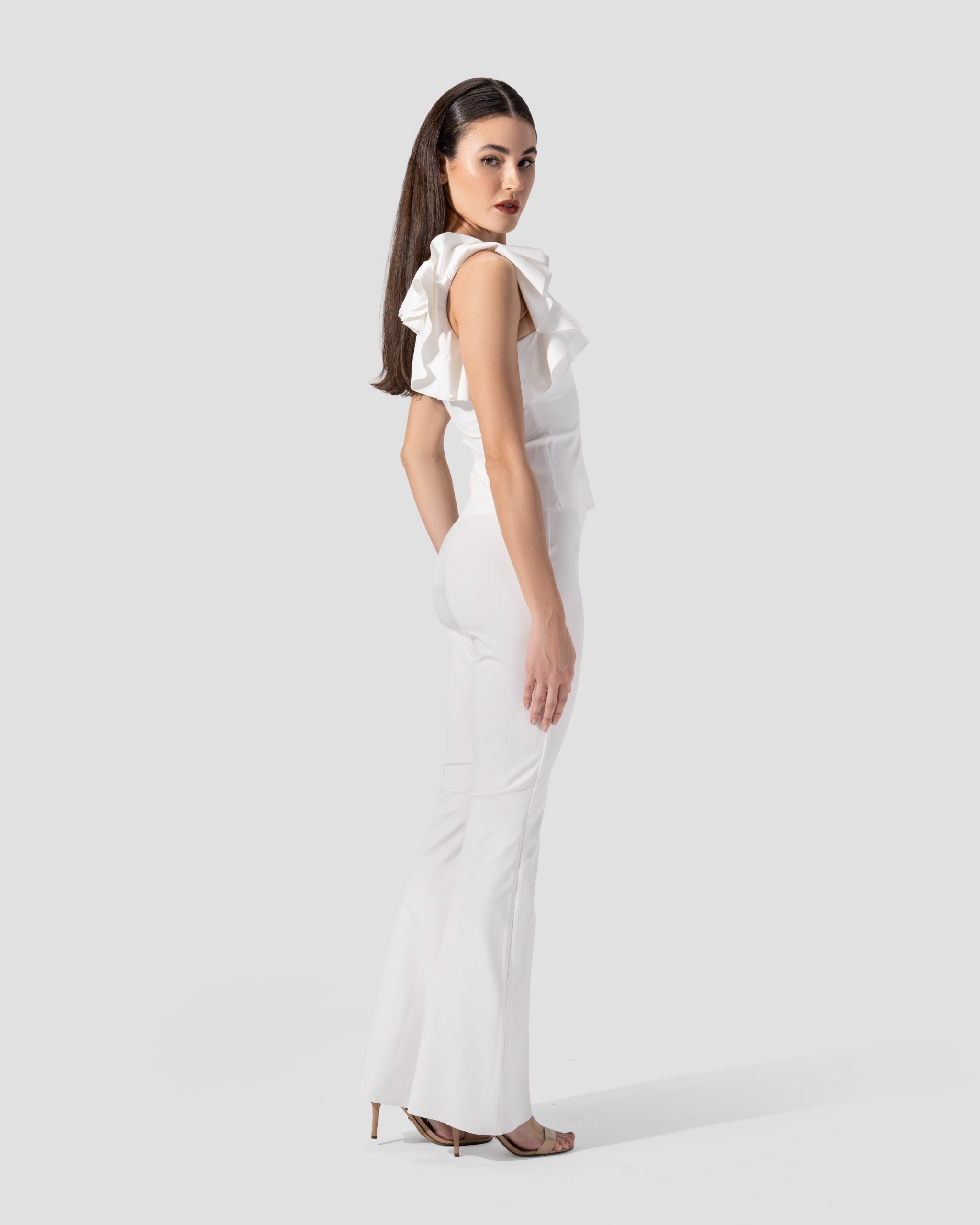 ASYMMETRIC TOP WITH RUFFLES