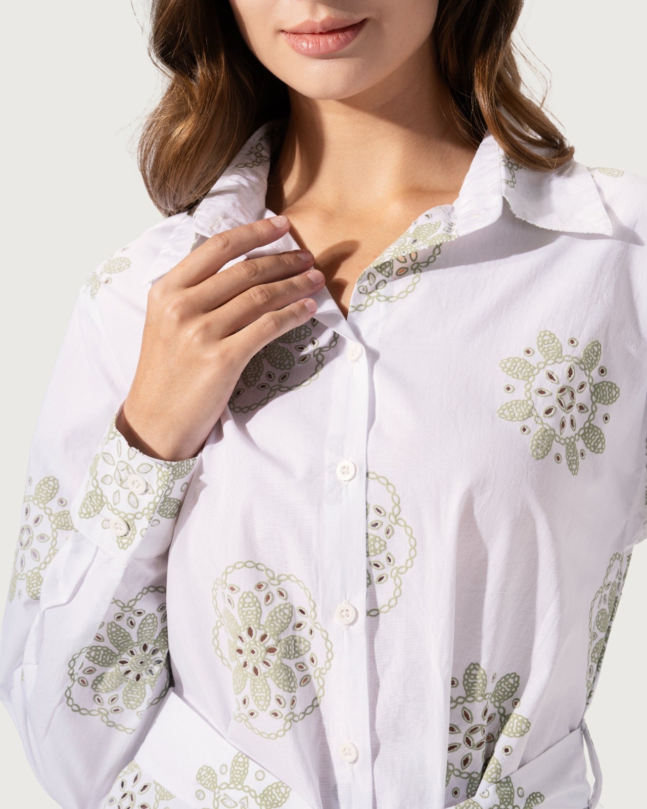 Printed floral shirt dress
