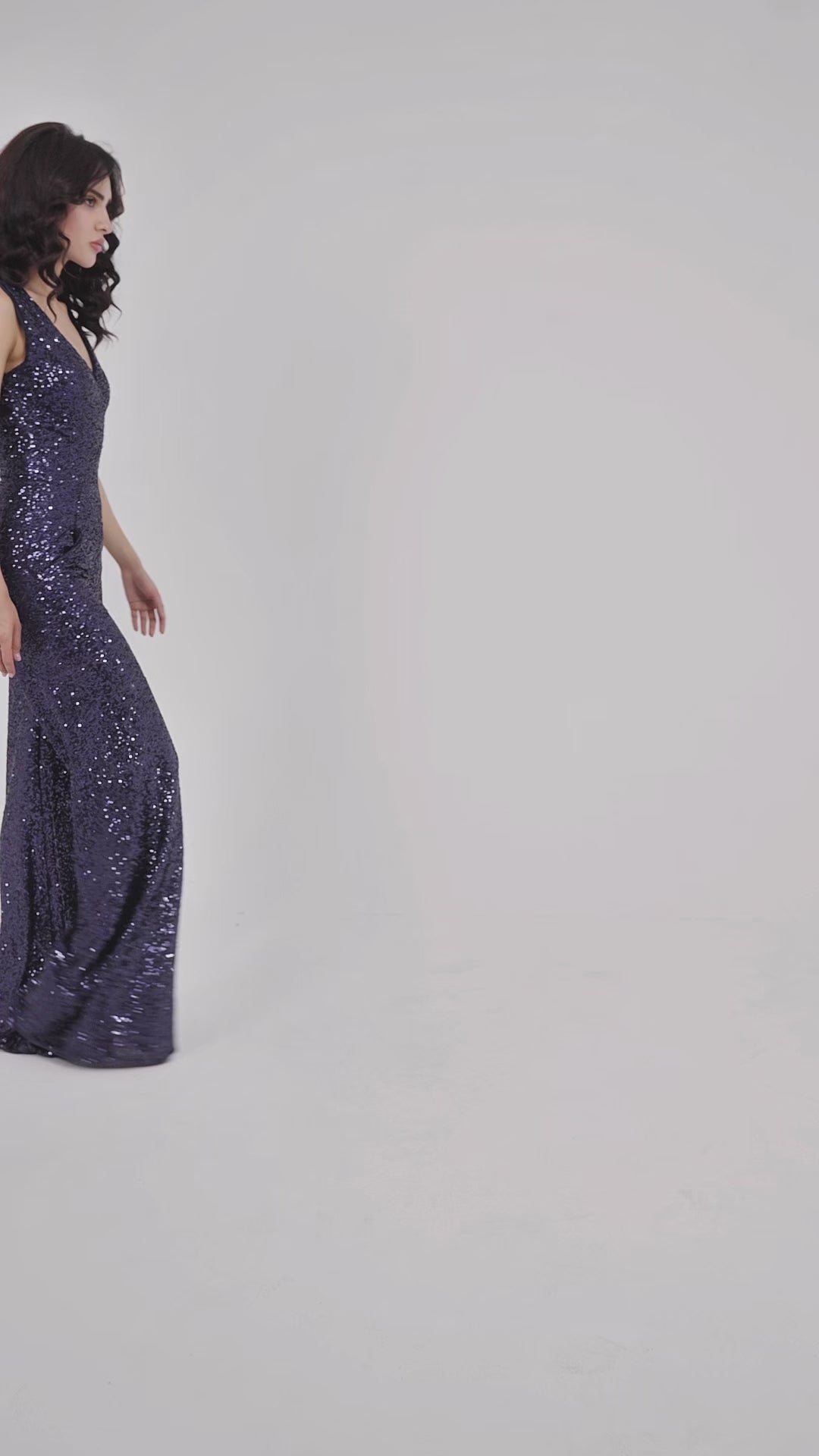 SEQUIN JUMPSUIT WITH V-NECK