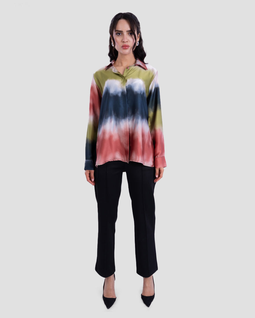 TIE-DYE PRINT FLOWY SHIRT