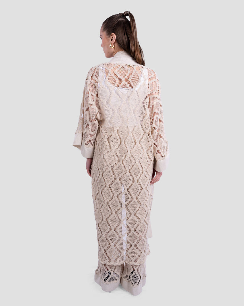 CROCHET KNIT OPEN KIMONO
