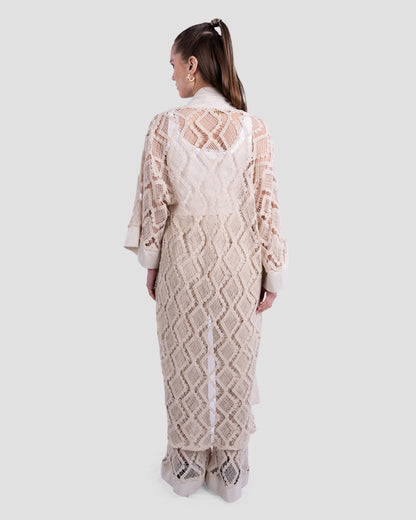 CROCHET KNIT OPEN KIMONO