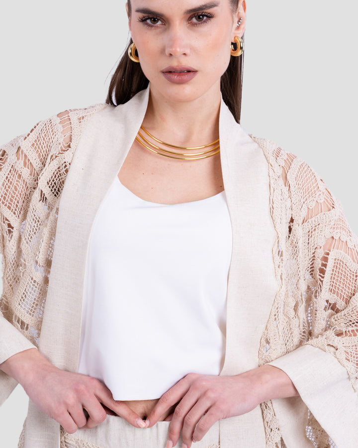 CROCHET KNIT OPEN KIMONO