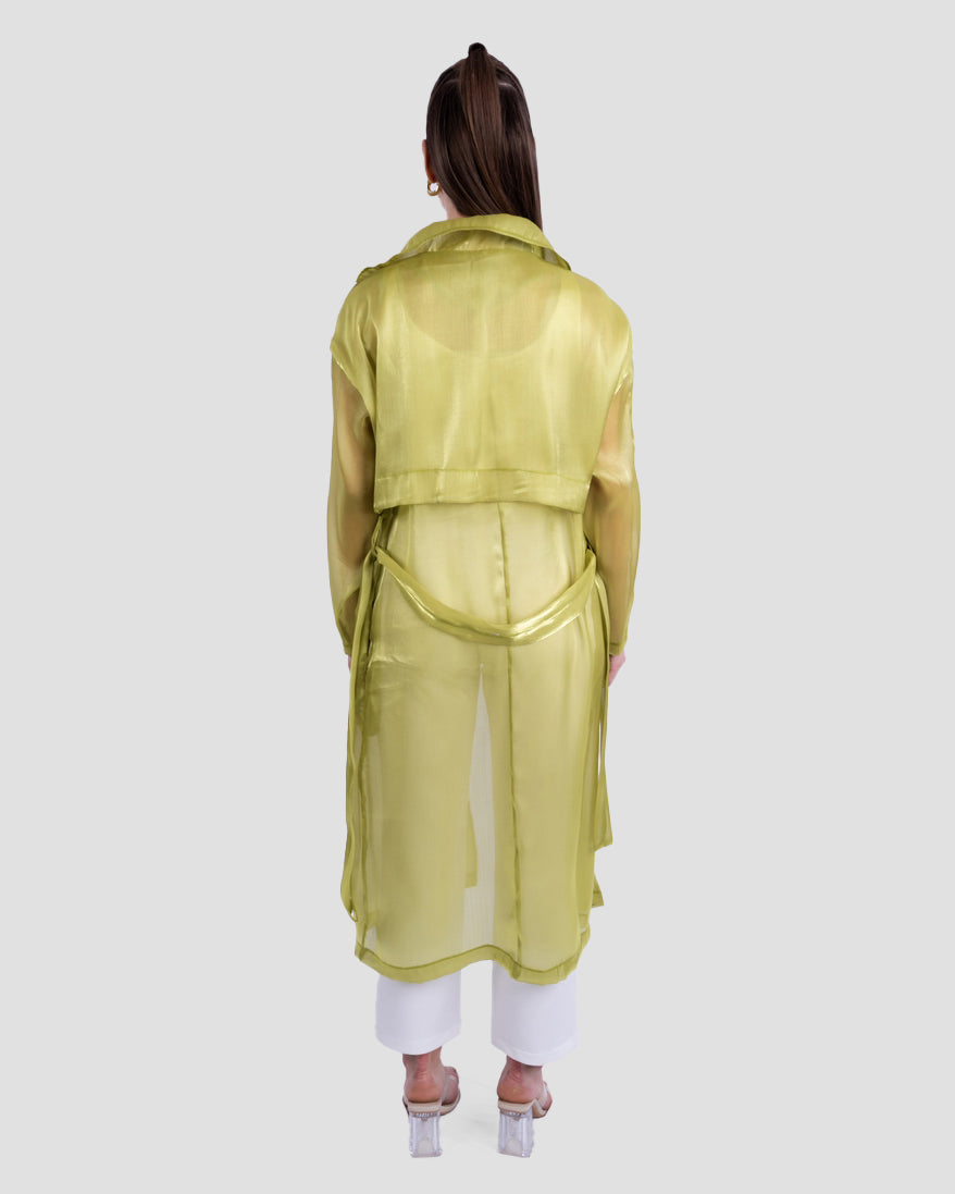 SHEER ORGANZA TRENCH COAT