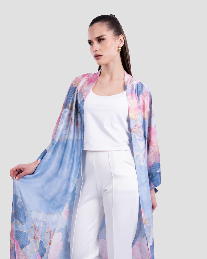 PRINTED FLOWY KIMONO