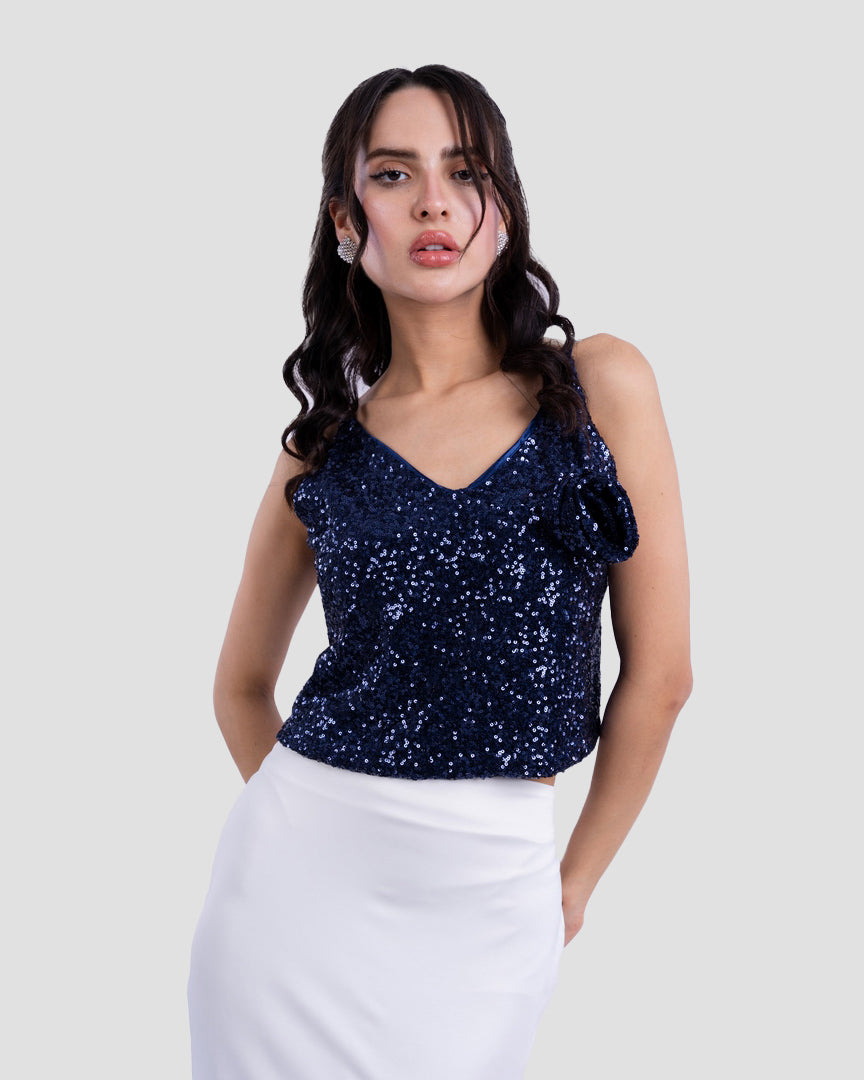 SEQUIN V-NECK CAMI TOP