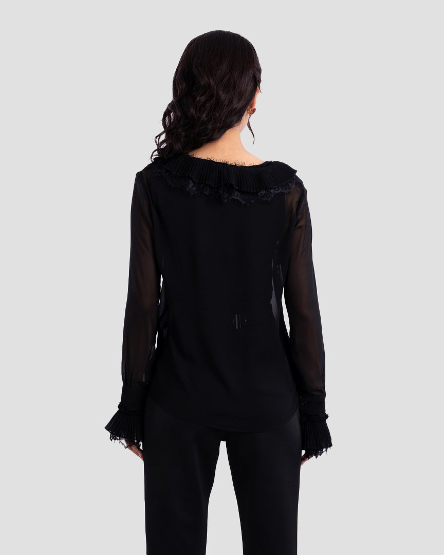 SHEER RUFFLED BLOUSE