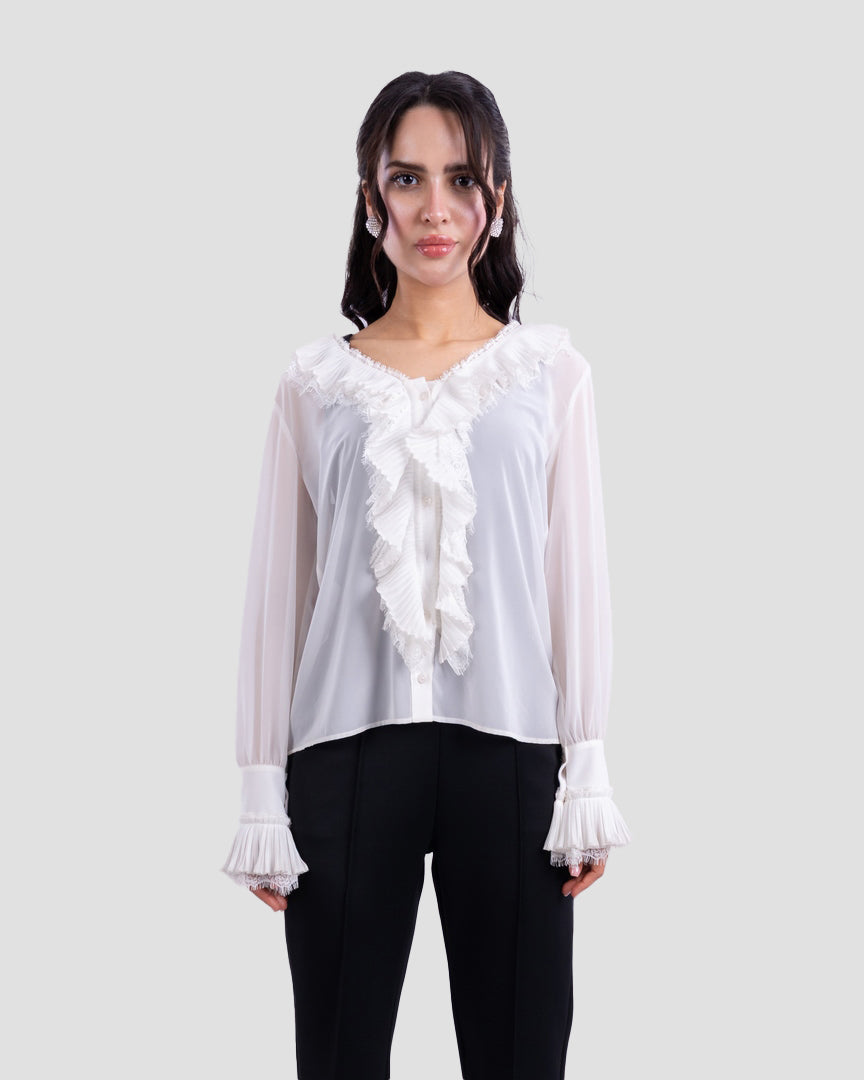 SHEER RUFFLED BLOUSE