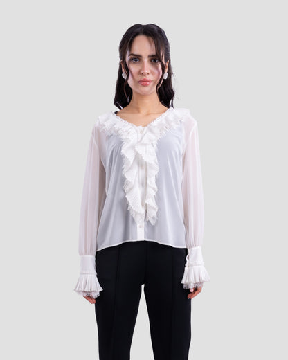 SHEER RUFFLED BLOUSE