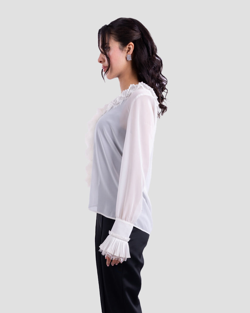 SHEER RUFFLED BLOUSE