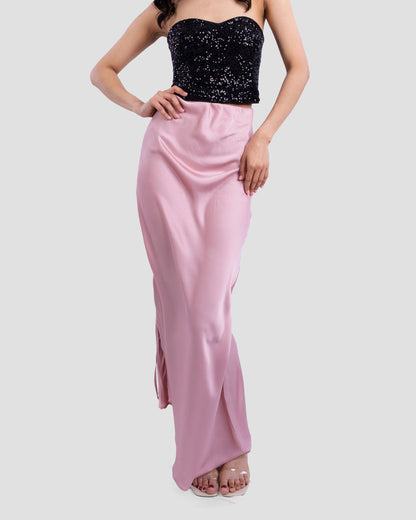SATIN MIDI SKIRT