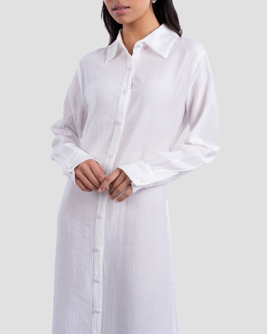 COLLARED LONG SHIRT DRESS
