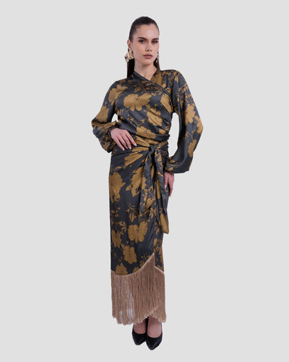 FLORAL PRINT DRAPED TOP