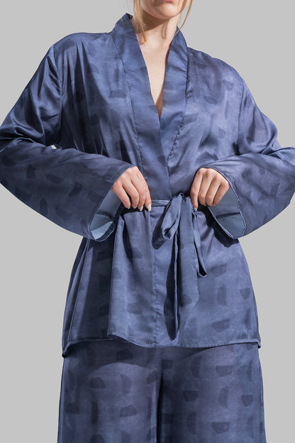 Long sleeve Cardigan with a wrap-style front.