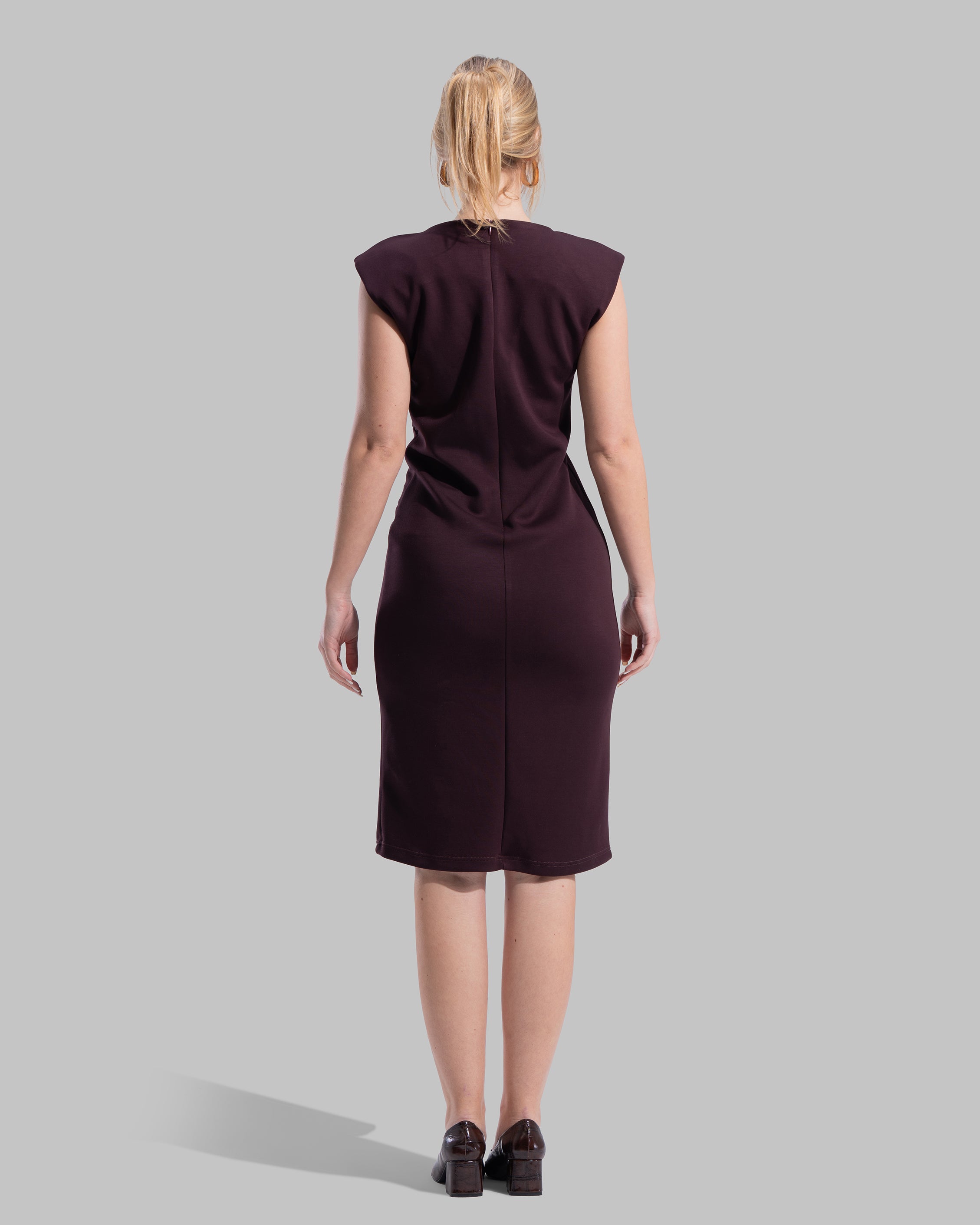 " Draped Ruffle Sheath Dress "