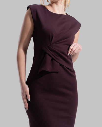 " Draped Ruffle Sheath Dress "