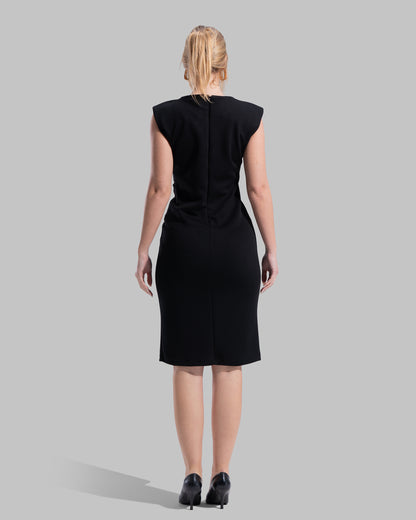 " Draped Ruffle Sheath Dress "