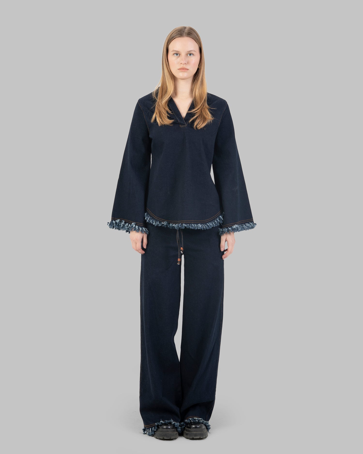 ‏Denim Blouse Long-sleeve