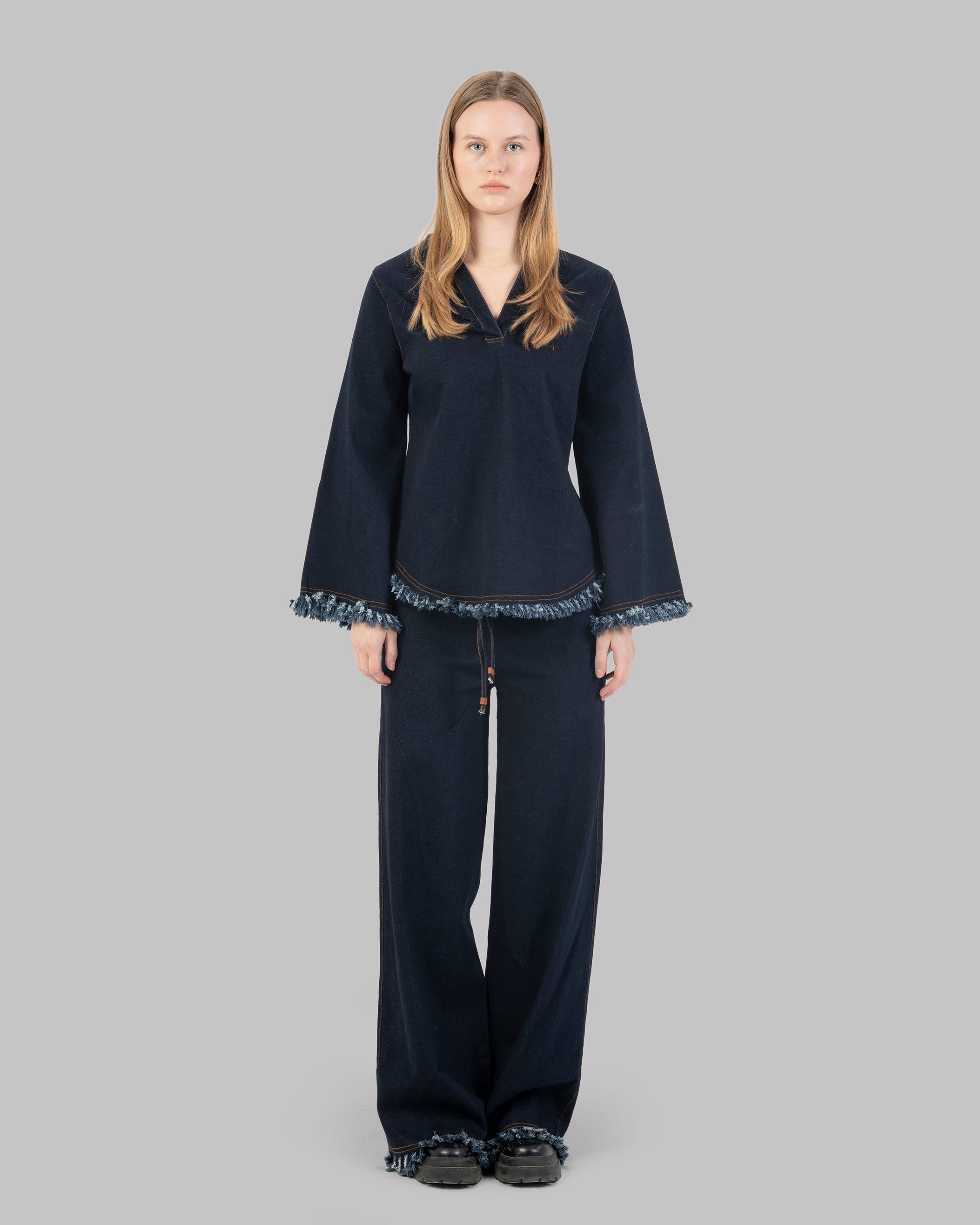 ‏Denim Blouse Long-sleeve