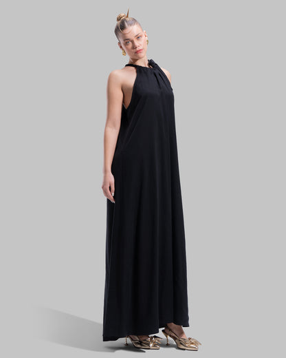 Long dress with a halter neckline.