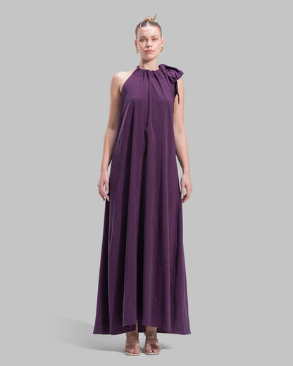 Long dress with a halter neckline.