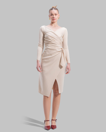 " Draped Ruffle Sheath Dress "