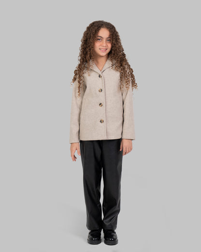 hooded jacket Long-sleeved with front button placket