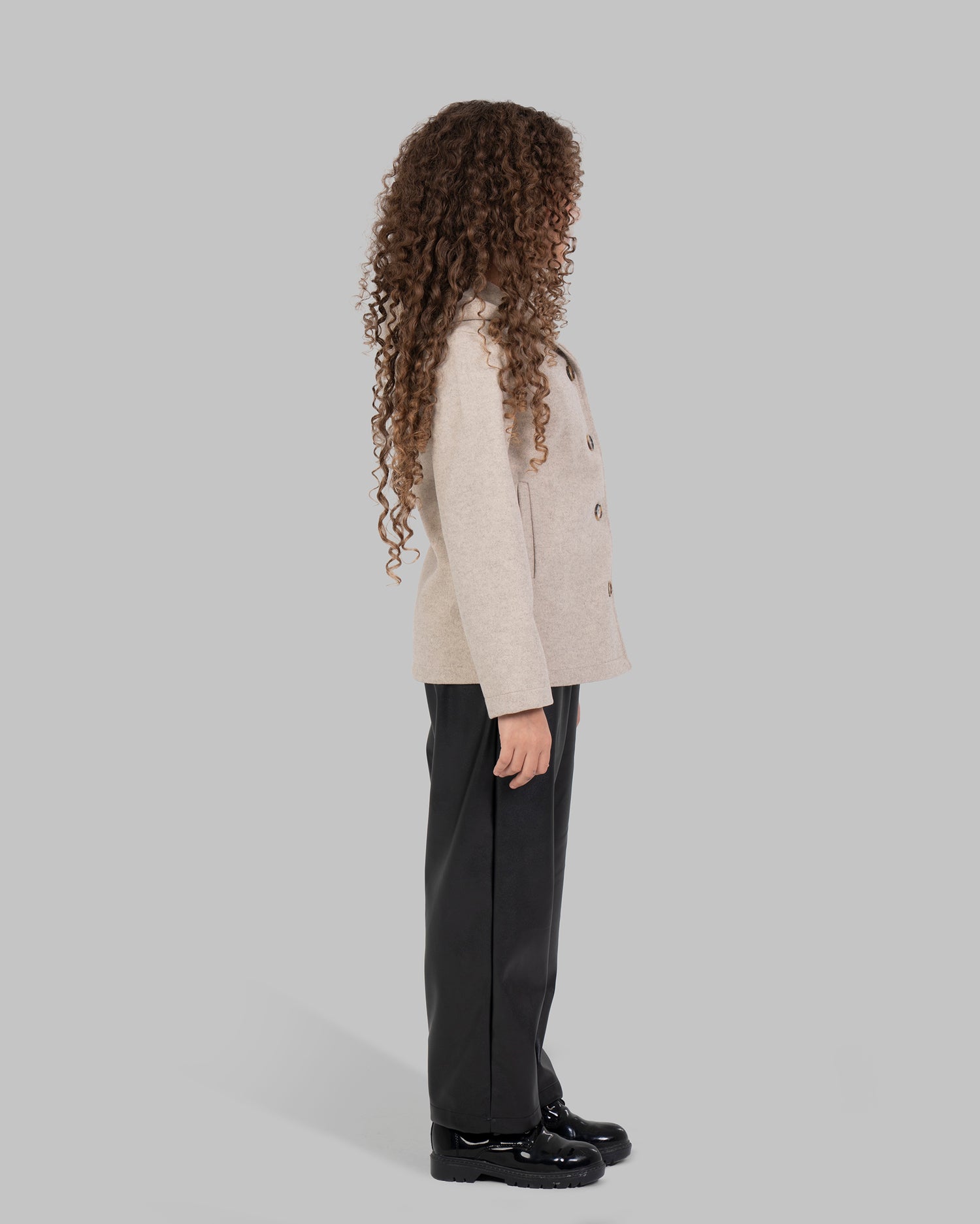 hooded jacket Long-sleeved with front button placket