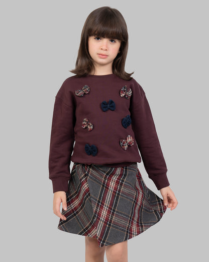 Short wrap-style skirt in a wool-blend plaid fabric