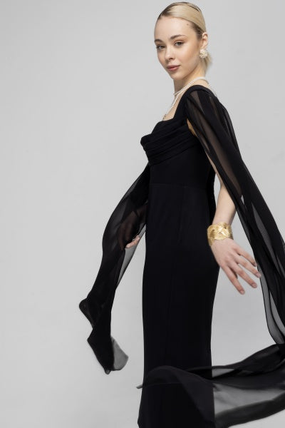 Midi Dress With Cape Sleeves