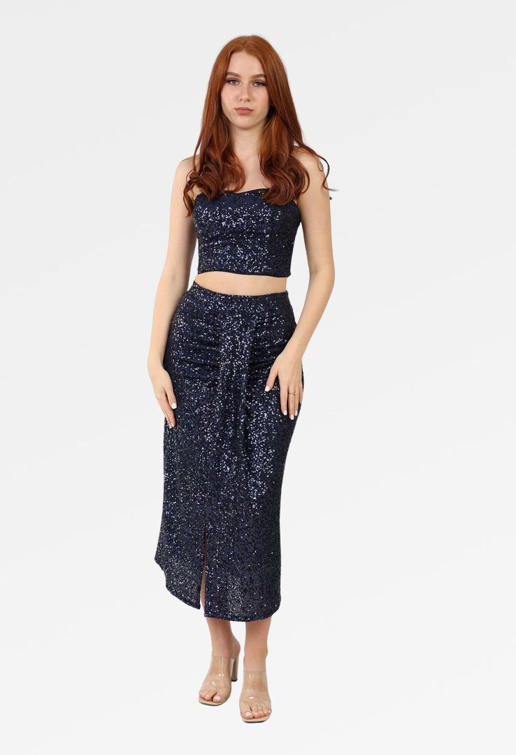 SEQUIN BANDEAU TOP
