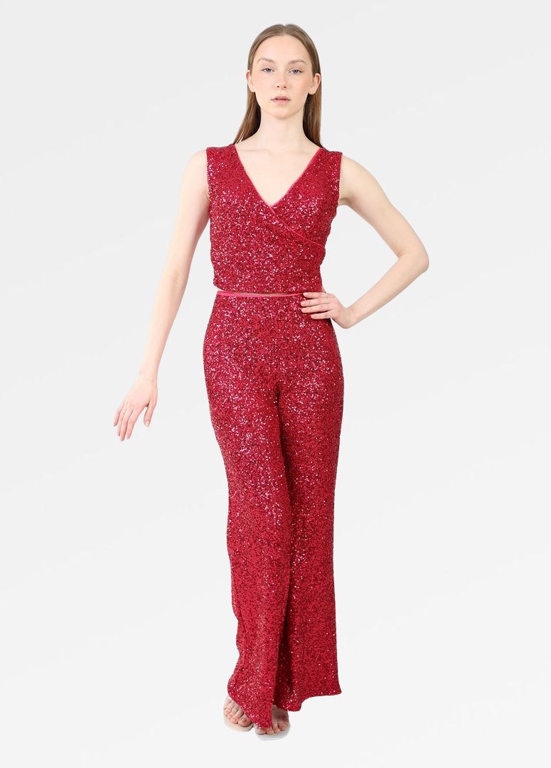 SEQUIN WIDE-LEG TROUSERS