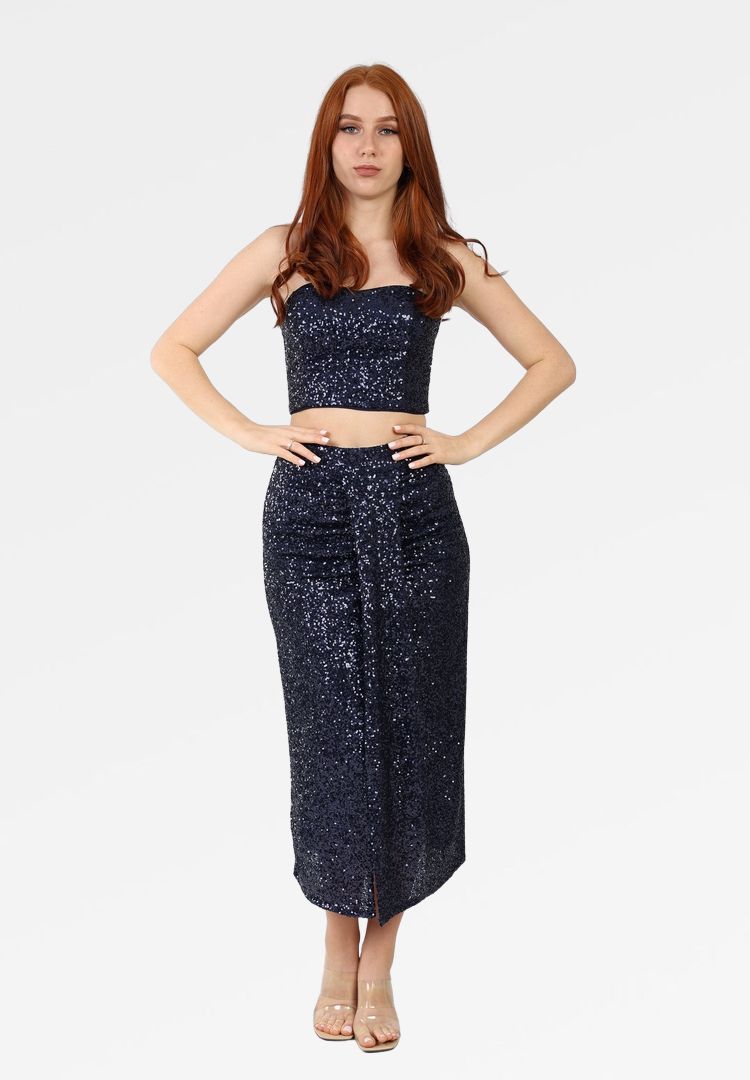 SEQUIN BANDEAU TOP