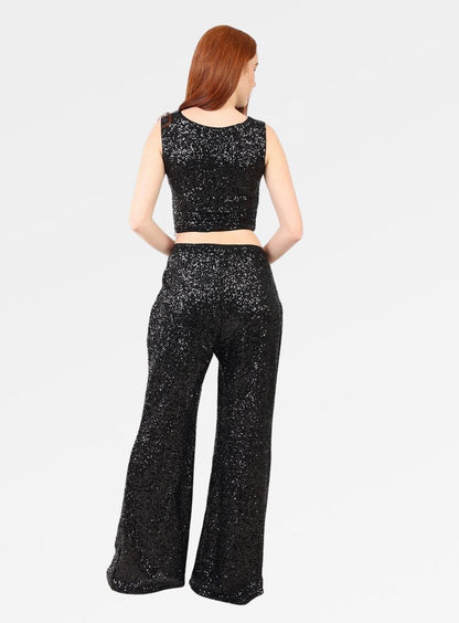 SEQUIN V-NECK CROP TOP